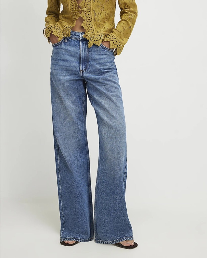 River Island Blue Relaxed Straight Leg Jeans
