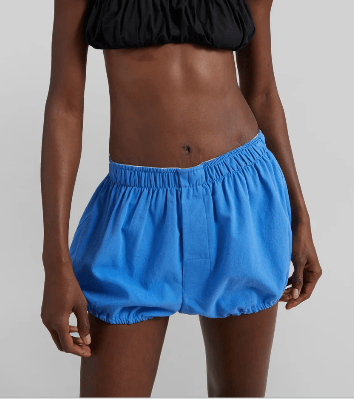 The Frankie Shop Ameglia Bubble Hem Mini Shorts