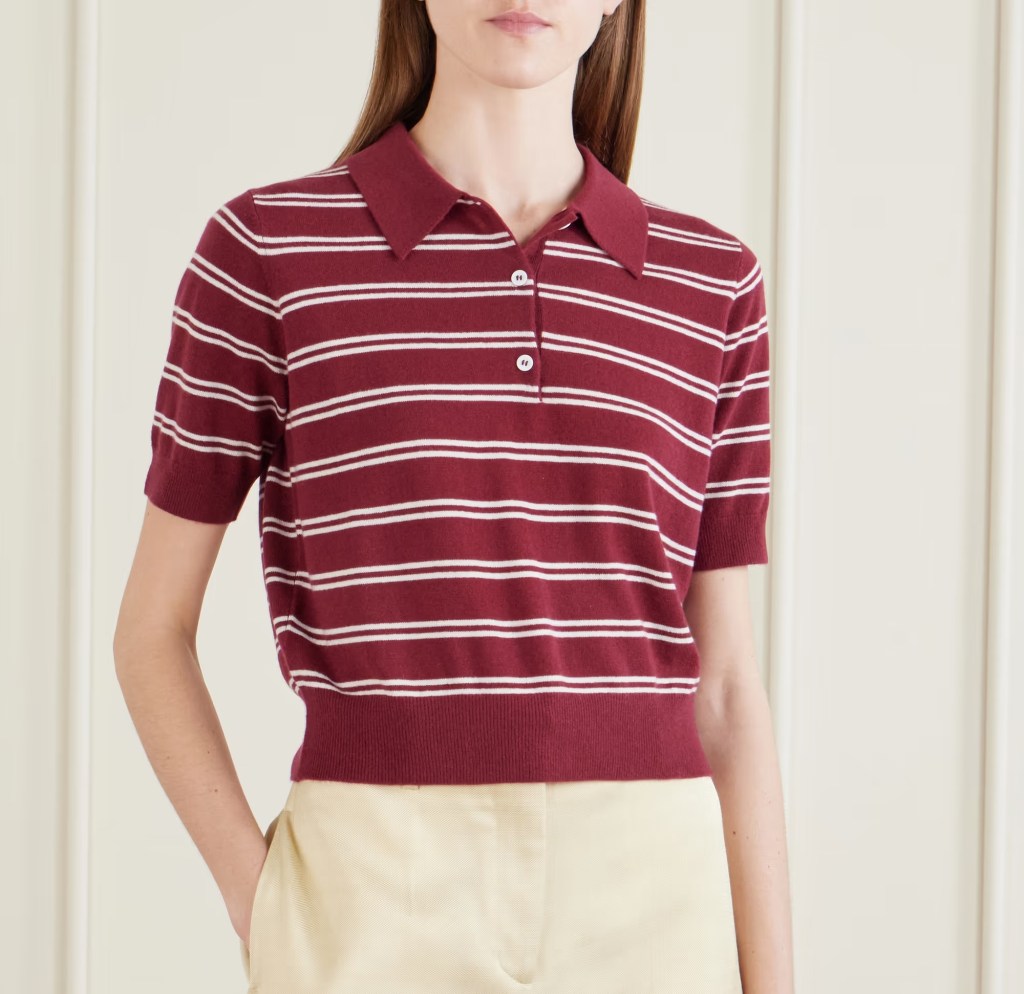 Arch4 Octavia cropped striped cashmere polo shirt