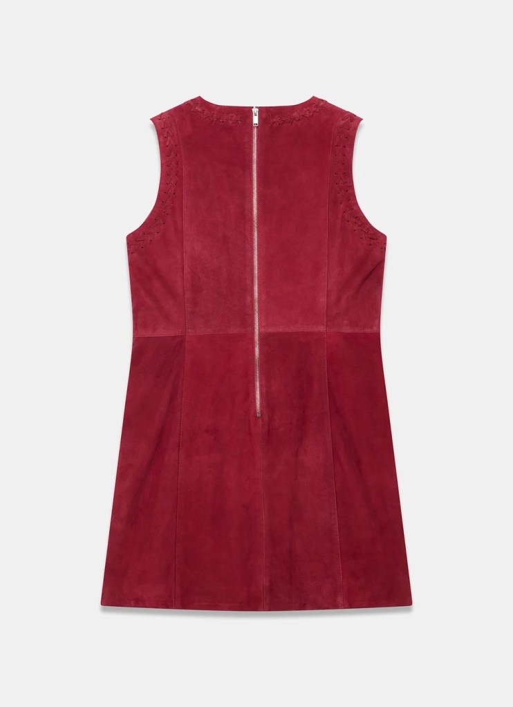 Mint Velvet Red Suede Mini Dress back view