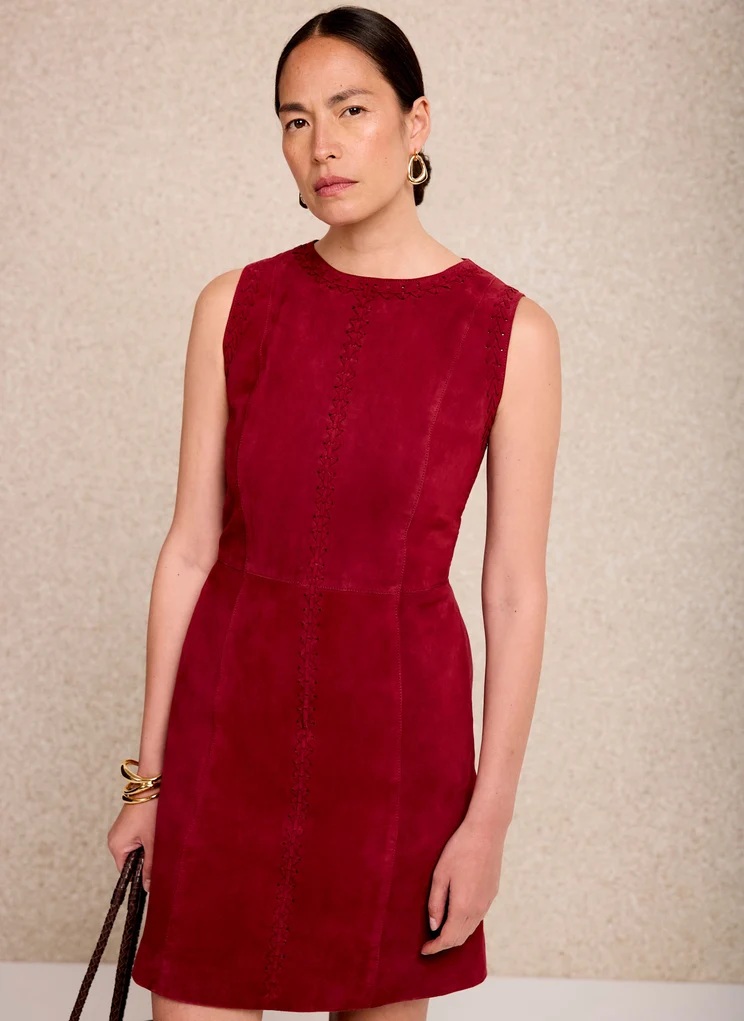 Mint Velvet Red Suede Mini Dress