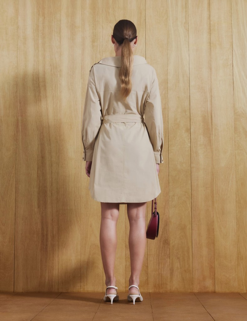 M&S Pure Cotton Tie Waist Mini Shirt Dress back view