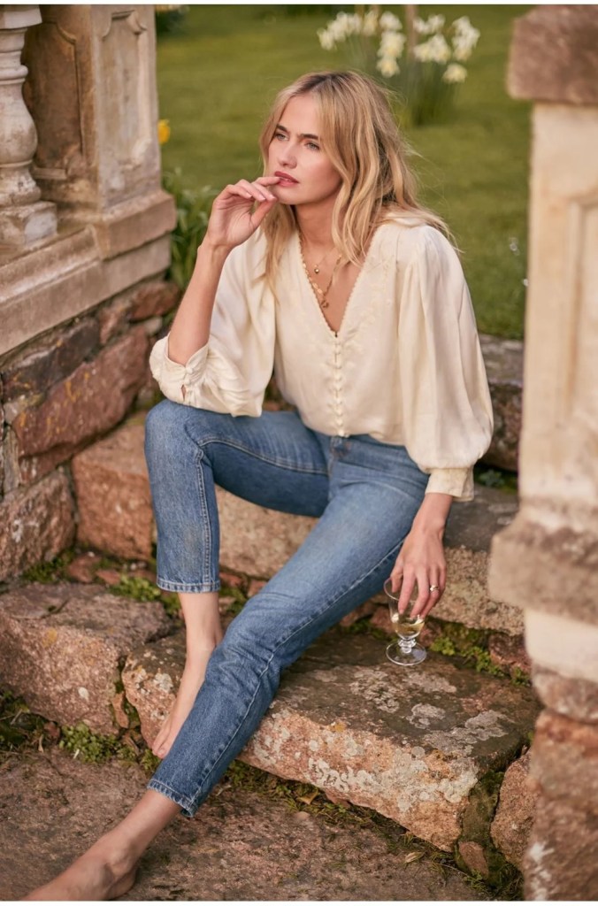 St Clair Cleo Blouse in Buttermilk