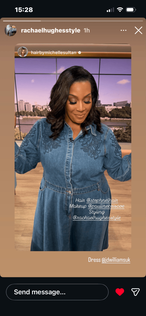 where to get all Alison Hammond This Morning outfits blue denim embroidered midi dress what is alison wearing 25 September 2026 Photo Rachael Hughes