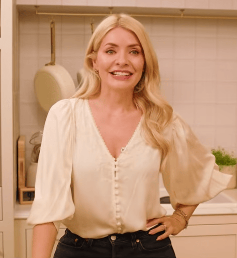 where to get all Holly Willoughby outfits Together buttermilk embroidered blouse black wash jeans black suede ballet flats what is Holly wearing 25 September 2026 Photo Holly Willoughby Together