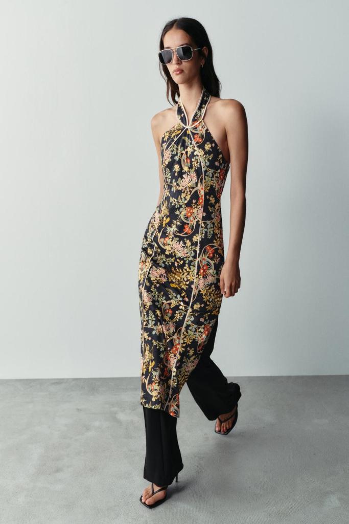 Zara Printed Halter Dress