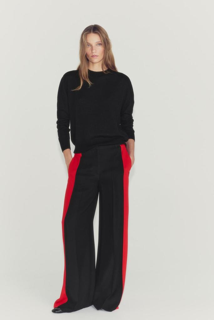 Zara ZW collection wide-leg trousers with side taping