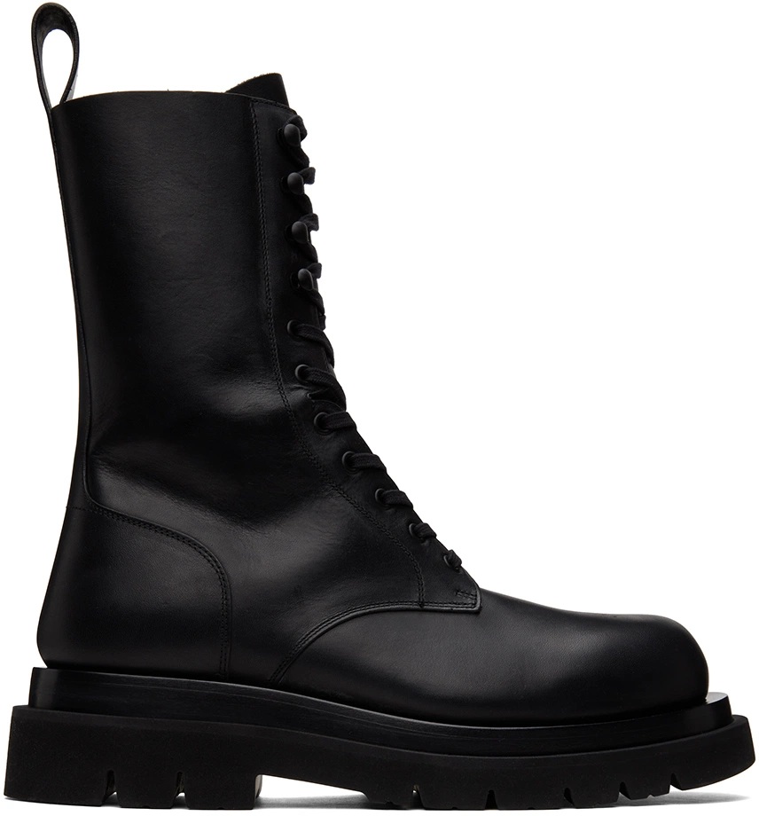 Bottega Veneta Black Lug Lace-Up Boots