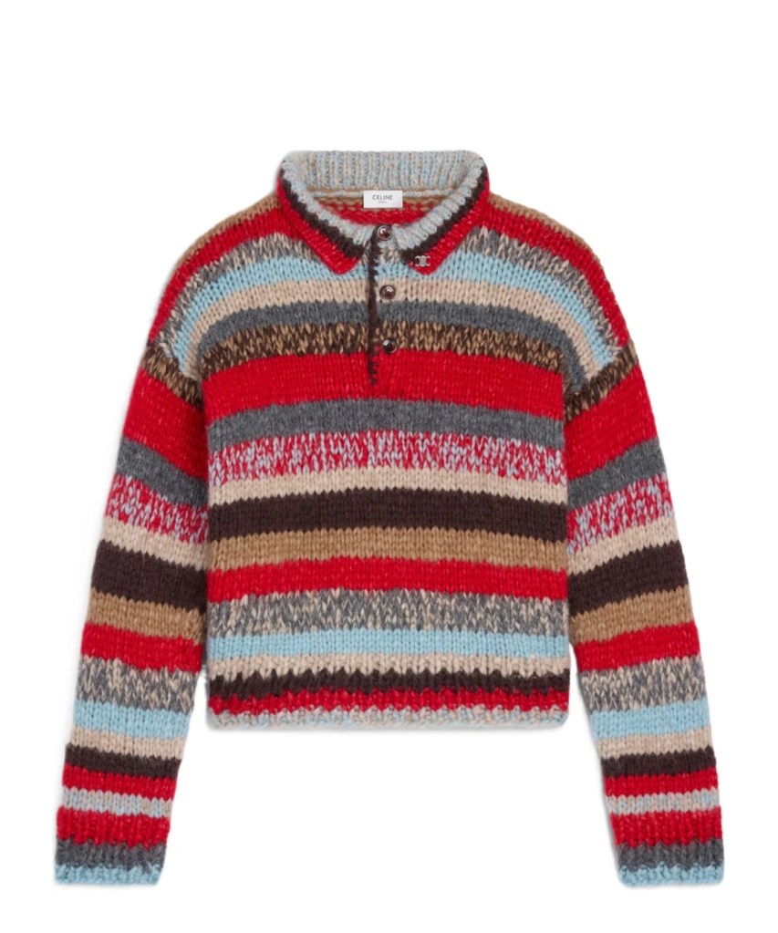 Celine polo sweater in Mouline Alpaca and Wool