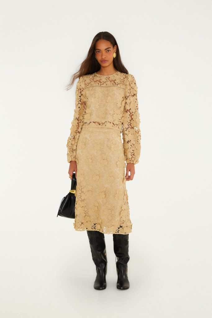 Farm Rio sand embroidery long sleeve blouse
