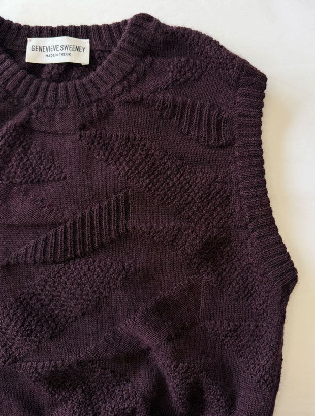 Genevieve Sweeney Soar Merino Wool Textured Stitch Knitted Vest
