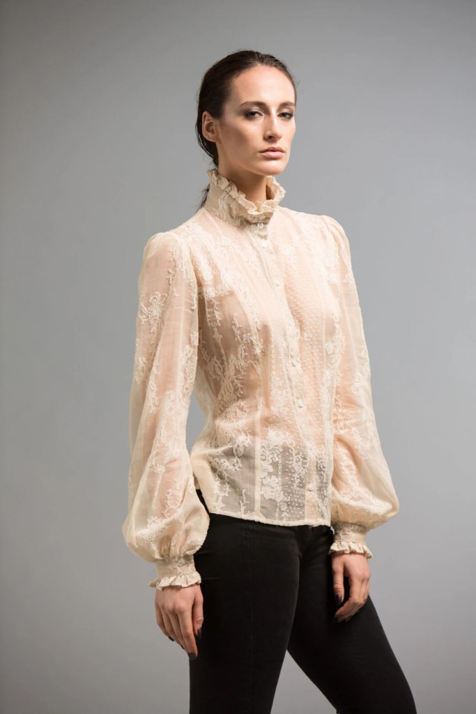 Judy R Clark Cream Victorian Lace Shirt