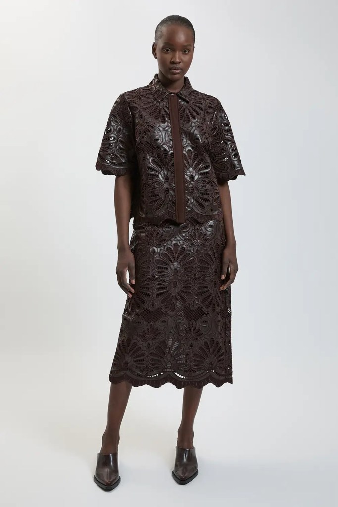  Karen Millen Faux Leather Cutwork Shirt 