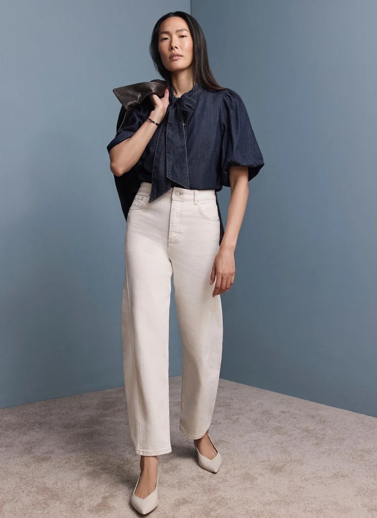 Mint Velvet Cream Barrel Leg Jeans