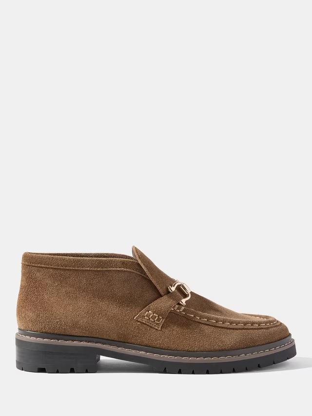 Mint Velvet Effie Neutral Suede Loafer Boots