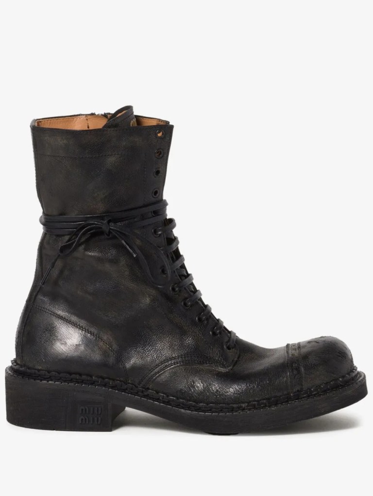 Miu Miu Leather Lace-Up Boots 