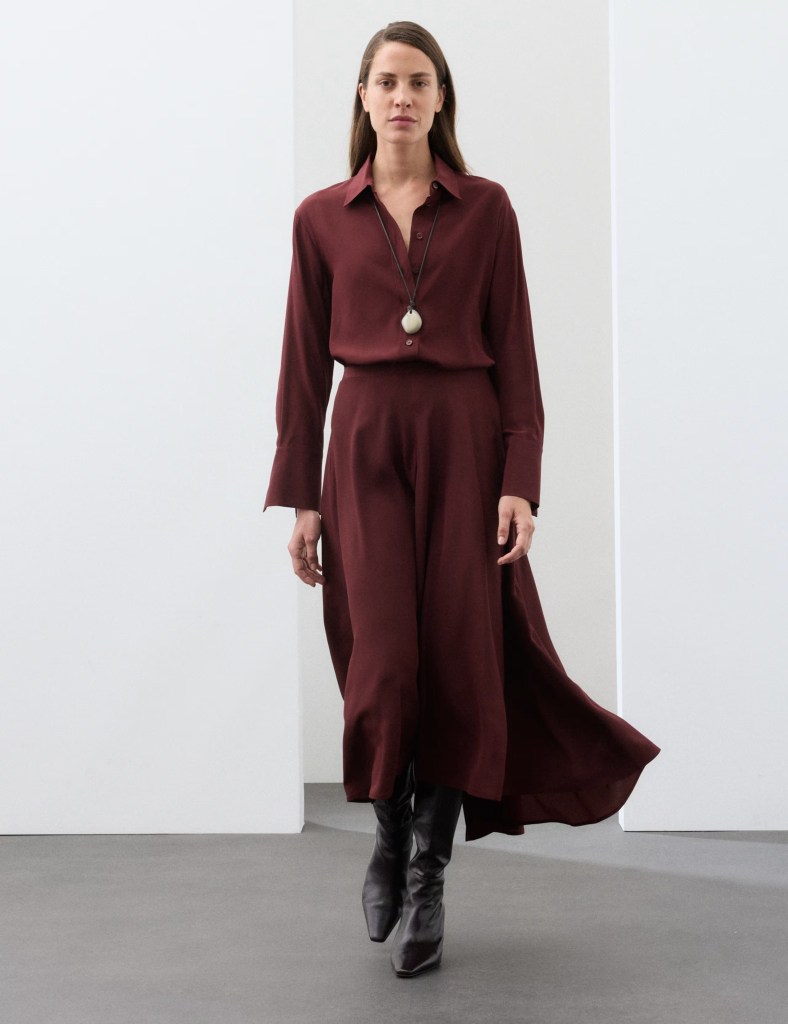 M&S Pure Silk Midaxi Asymmetric Skirt