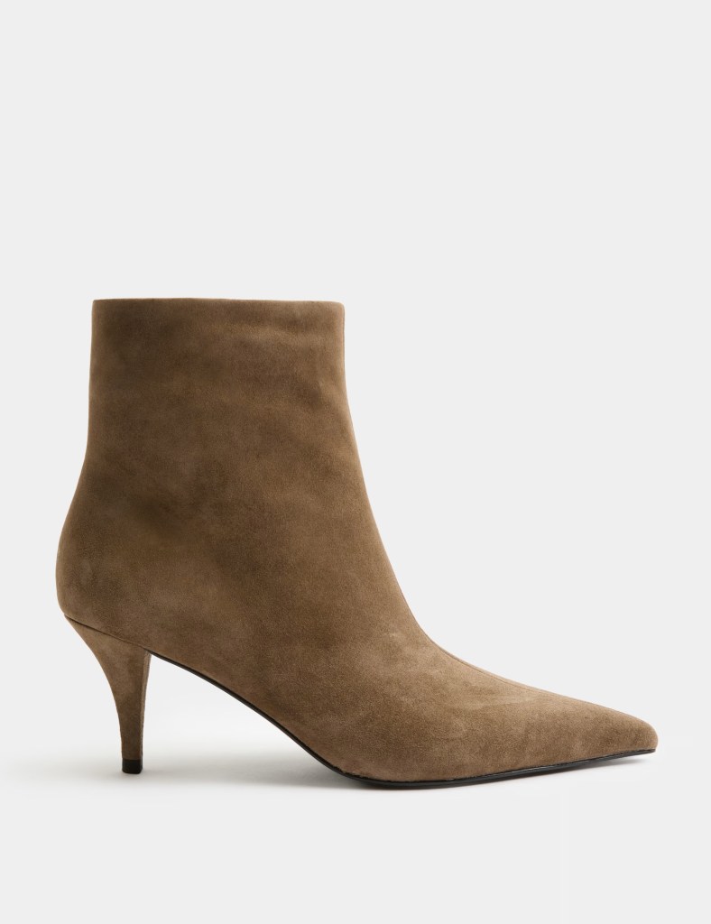 M&S Suede Stiletto Heel Pointed Toe Ankle Boot