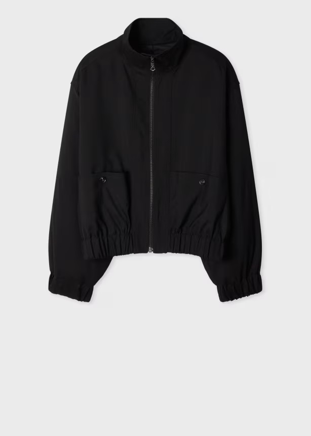 Paul Smith Women's Black Hopsack Wool Bomber Jacket
