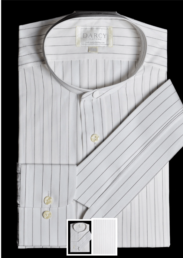 Replica Striped Fabric Neckband Tunic Shirt with Separate Collar