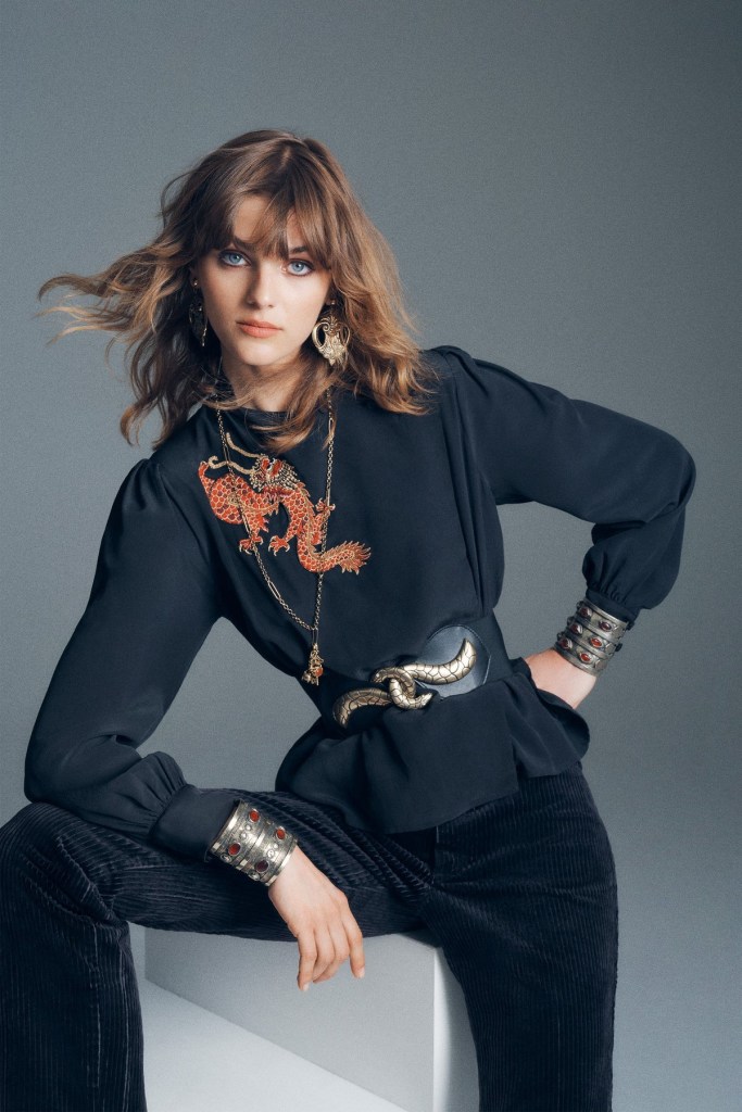 RIXO x Bay Garnett Sylvie Embroidered Silk Top