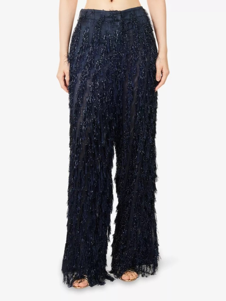 Stella McCartney Lurex Tinsel Straight-Leg Chiffon Trousers