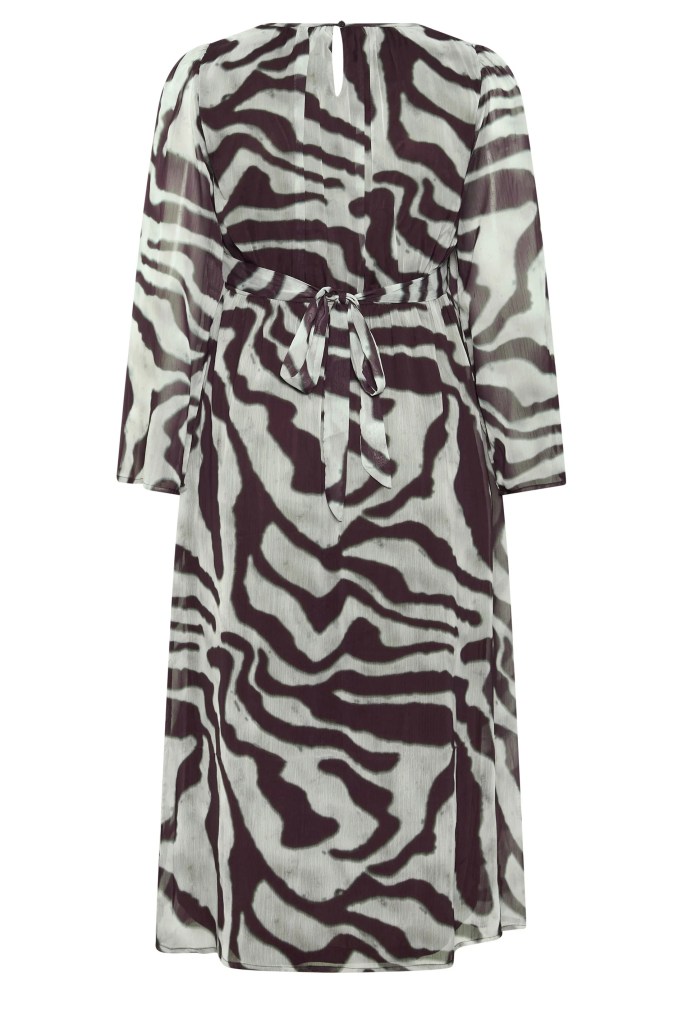 YOURS LONDON Curve Grey Zebra Keyhole Dress back view