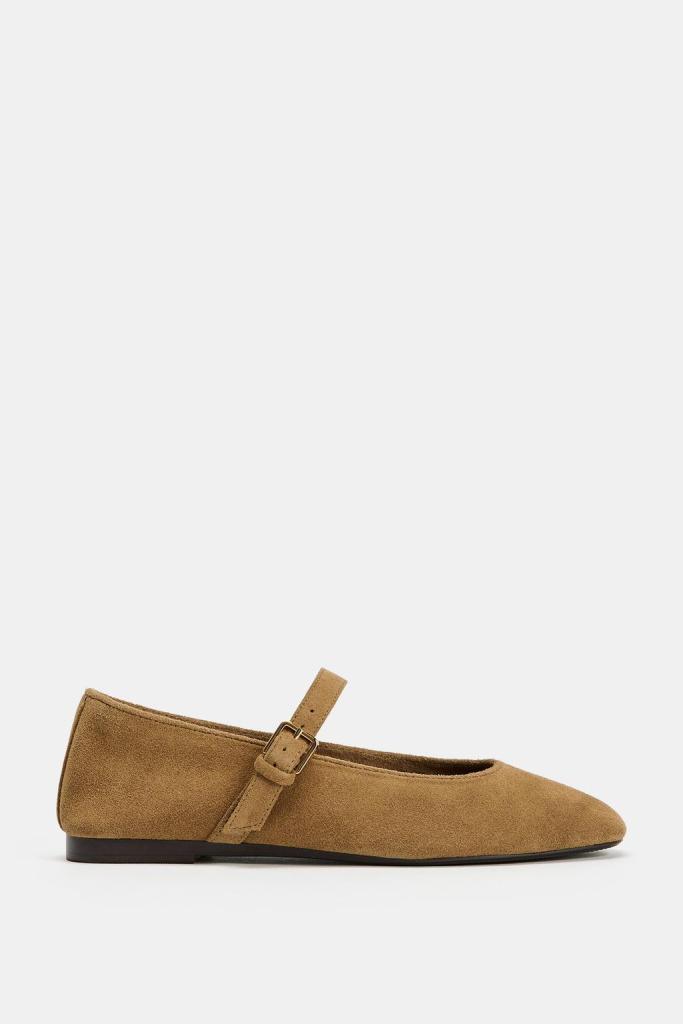 Zara Split Suede Ballerina Shoes
